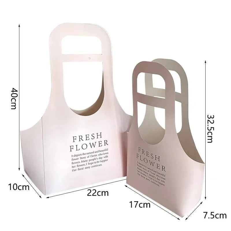 Kraft Paper Flower Bags Waterproof Foldable with Handle | 10–40 Pcs