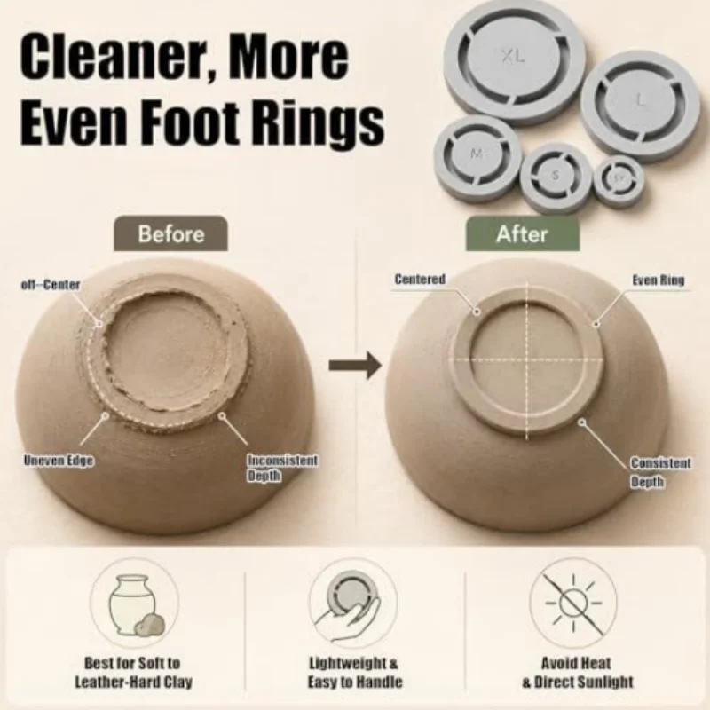 5 Sizes Pottery Foot Ring Template Consistent Base Mold Lightweight