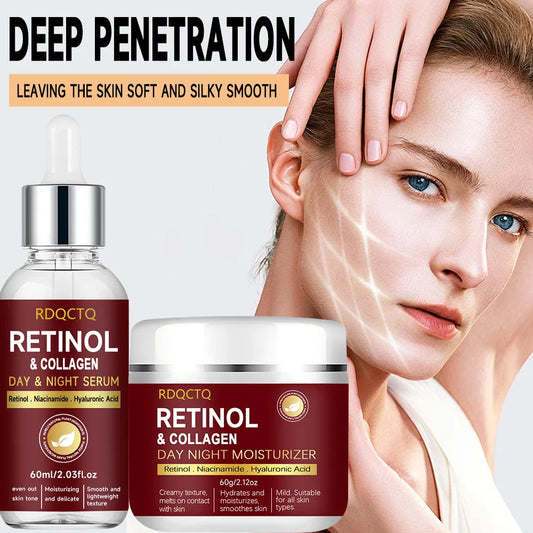 Retinol Collagen Essence & Cream 2-Pack | Niacinamide + HA Day Night Skincare Set Oasis Select