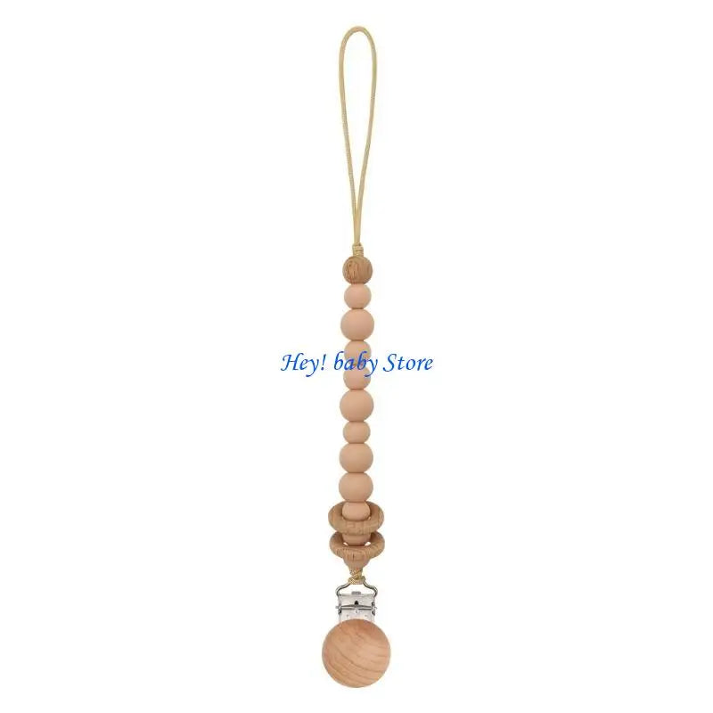 Handmade Wooden Silicone Baby Pacifier Soother Chain | 0–12M