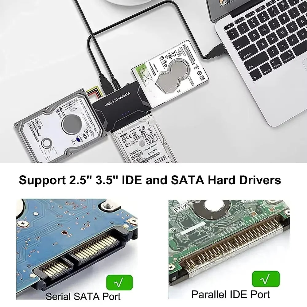 SATA/IDE to USB 3.0 Adapter Hard Drive Adapter Converter for Universal 2.5/3.5 Inch IDE SATA HDD SSD with 12V 2A Power Adapter Peaceful Pleasures Health and Wellness
