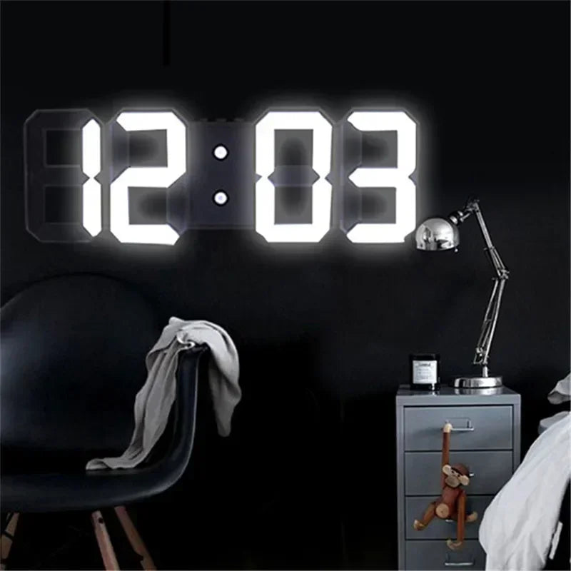 3D LED Digital Wall Clock – Alarm, Temperature & Date