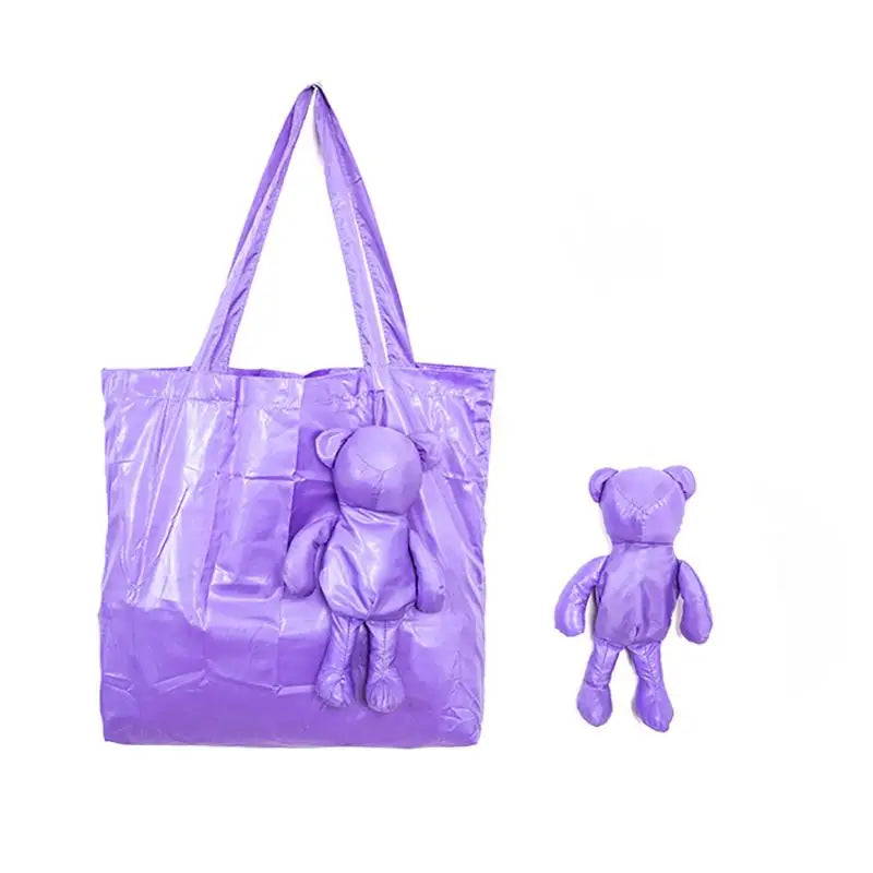 Cute Doll Foldable Tote Bag – Reusable Women's Shopping Bag