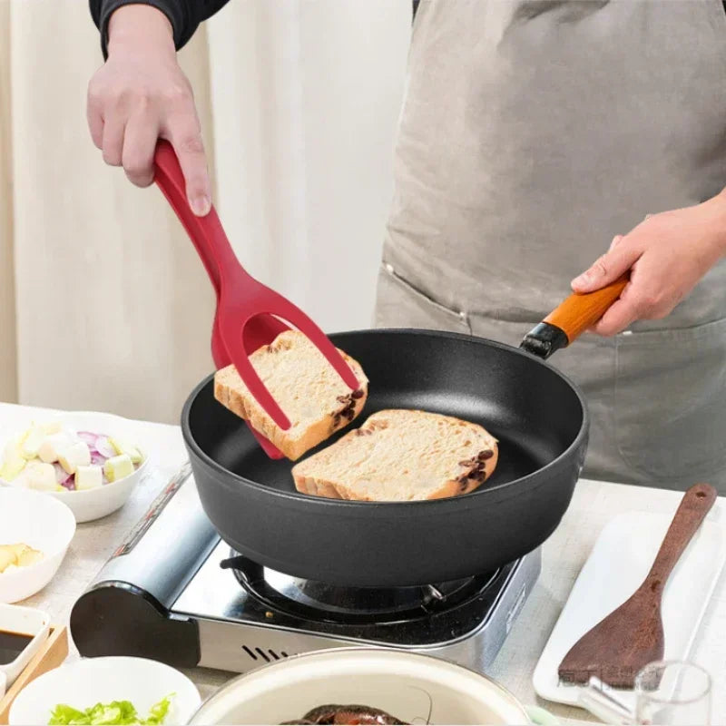 2 In 1 Shovel Clip Silicone Grip Flip Tongs Egg Steak Spatula Tongs Clamp Pancake Fried Turners Cooking Tool Kitchen Accessories Peaceful Pleasures Health and Wellness