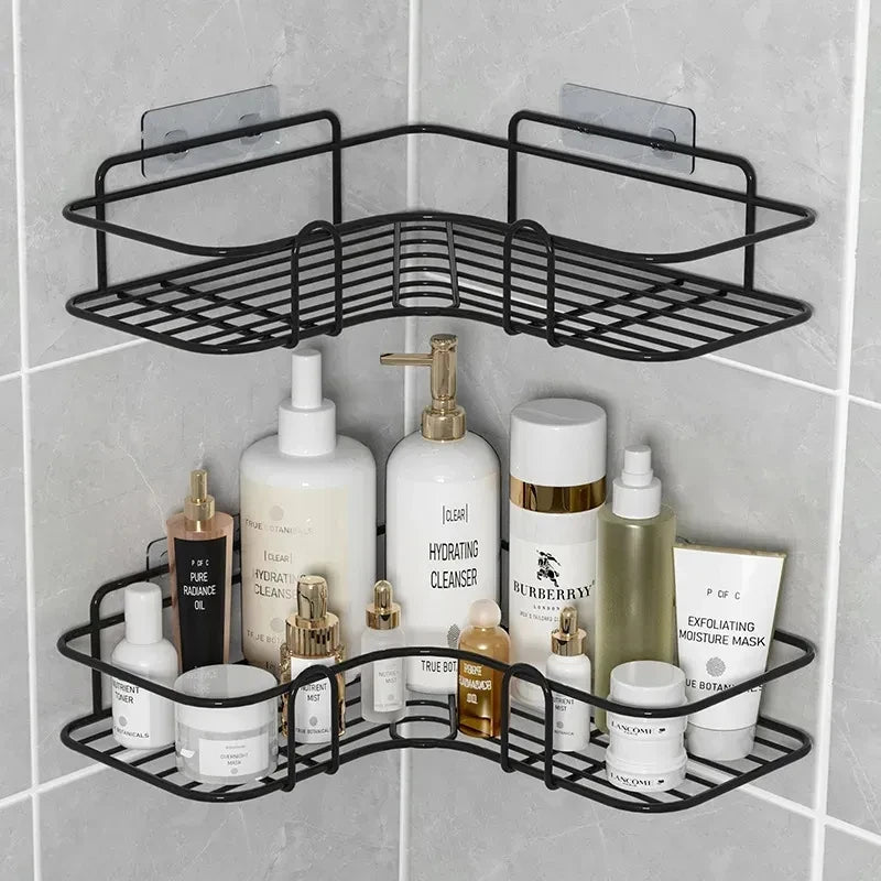 Wall Mounted Iron Corner Bathroom Shelf & Organizer Rack