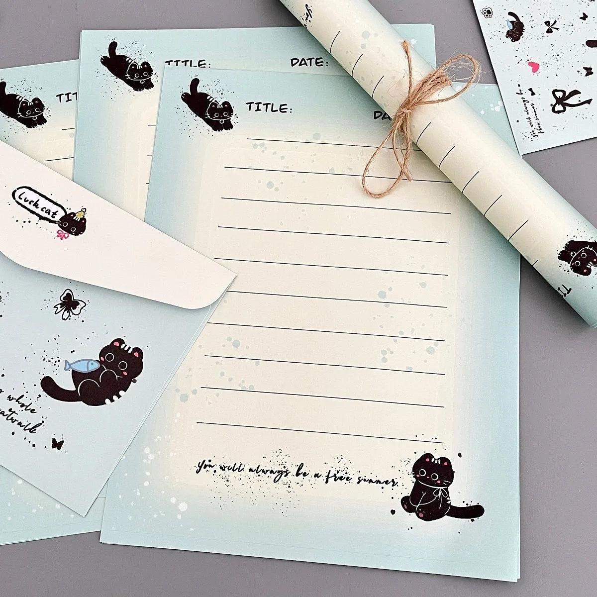 Splashing Ink Love Cat Envelope Letter Paper Beauty Cute Writing