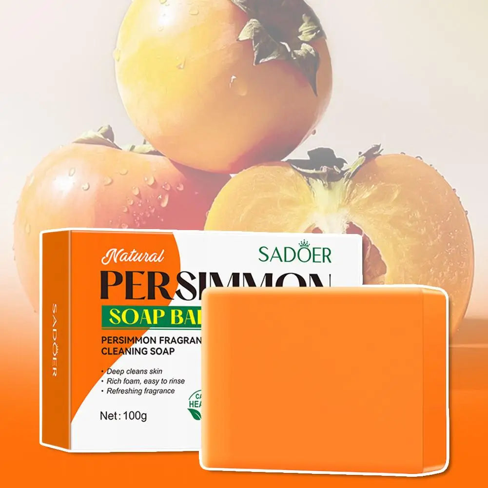 Persimmon Soap 100g Eliminates Odors Oil Control Refreshing Soft Smooth Professional Skin Cleaning Dirt Remover Wash Soap Bar Peaceful Pleasures Health and Wellness