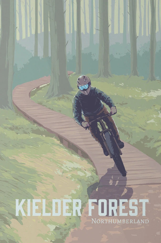 Hadrian's Cycleway Canvas Poster | Northumberland Cycling Wall Art