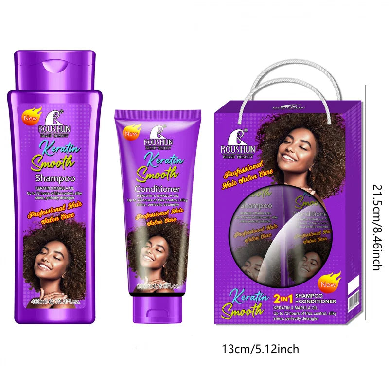 Keratin Shampoo + Conditioner Set Cleanses the scalp, nourishes hair, softens hair care, leaves fragrance, washes hair care Peaceful Pleasures Health and Wellness