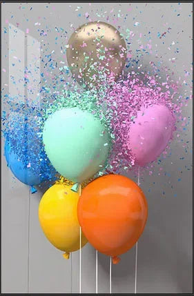 Colorful Balloons & Ribbons Canvas Wall Art Print | Modern Decor