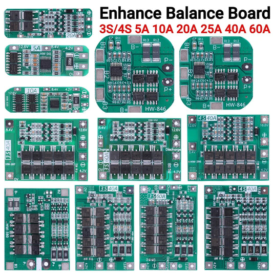 3S 4S 20A 40A 60A Li-ion Lithium Battery Charger Protection Board 18650 BMS Drill Motor 11.1V 12.6V/14.8V 16.8V Enhance/Balance Peaceful Pleasures Health and Wellness 3S 25A Balance