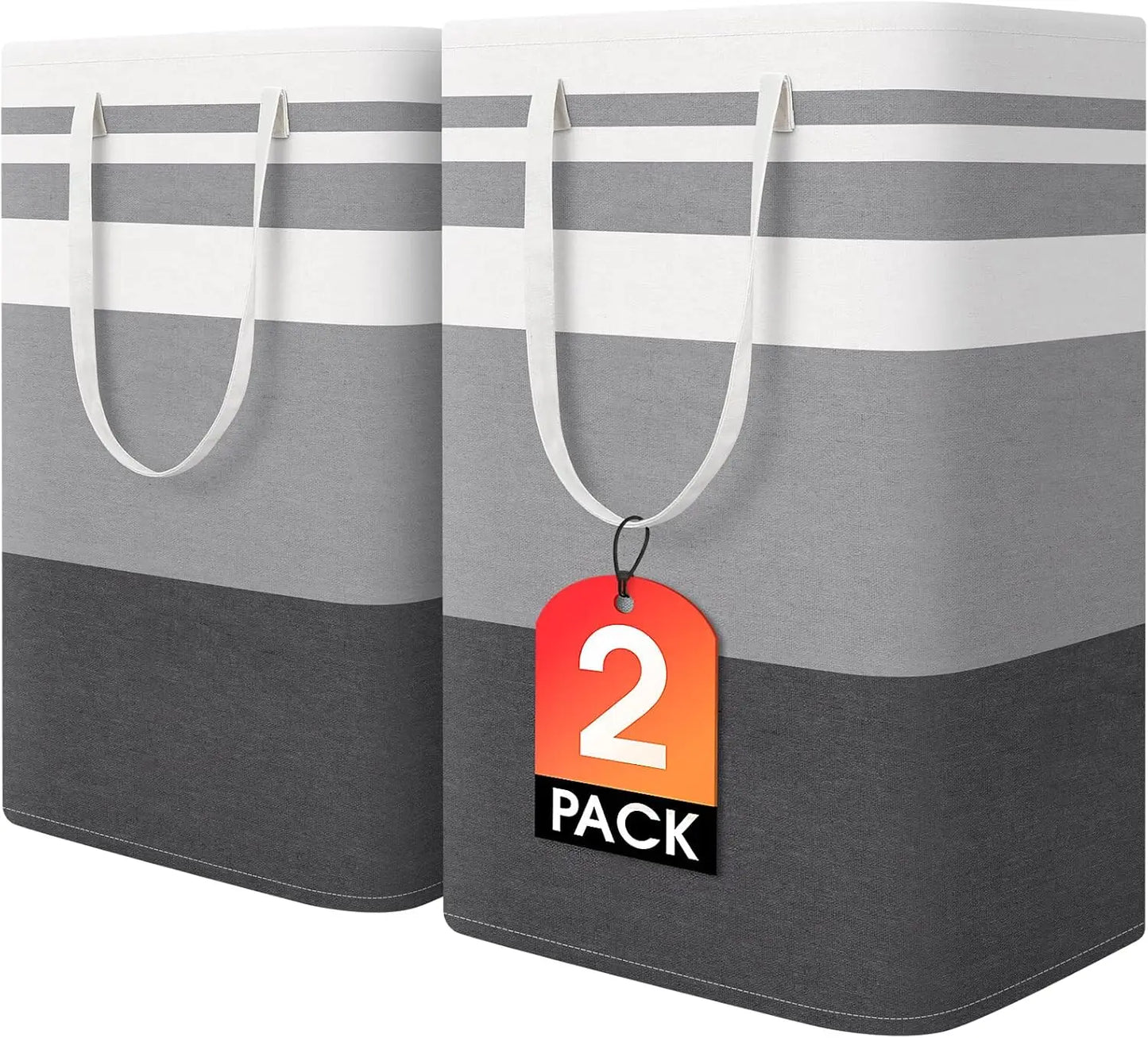 Large Collapsible Laundry Basket – Waterproof Freestanding Hamper, 75L (Set of 2) Peaceful Pleasures Health and Wellness United States