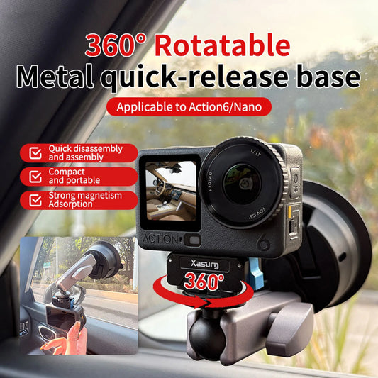 360° Rotation Bidirectional Magnetic Attachment Magnetic Camera Mounting Base For DJI Osmo Action6 For Dji Osmo Nano Camera Peaceful Pleasures Health and Wellness Default Title