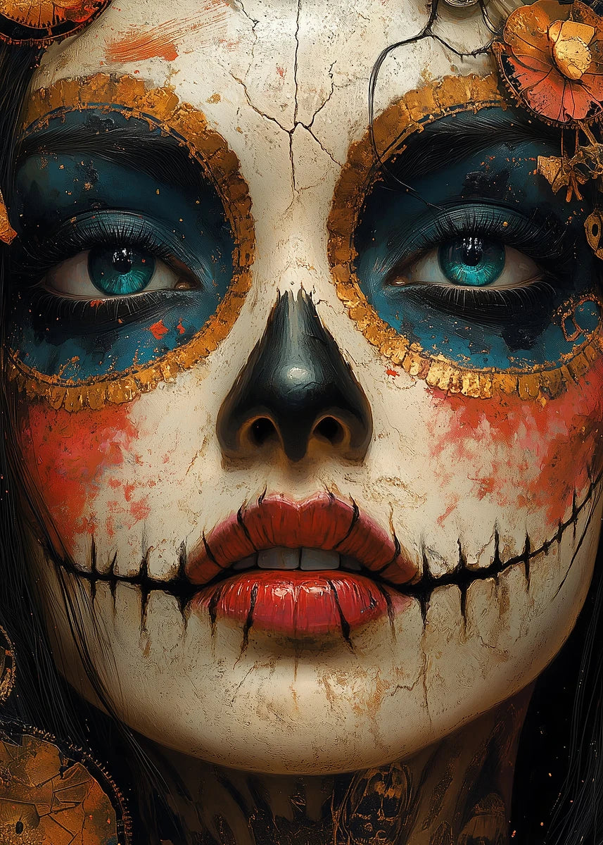 Day of the Dead Skull Girl Canvas Wall Art | Los Muertos Print