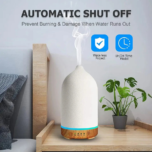Ceramic Air Humidifier Aroma Diffuser Aromatherapy Cool Mist Ultrasonic Essential Oil Diffuser With 7 LED Humidifier Peaceful Pleasures Health and Wellness