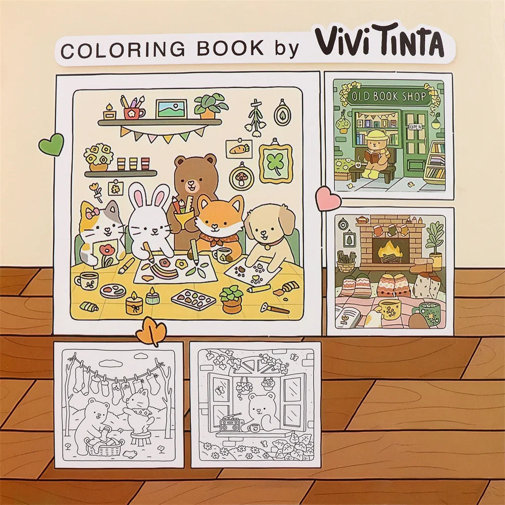 Cute Animals Coloring Book Adults Teens Large Print Easy Patterns