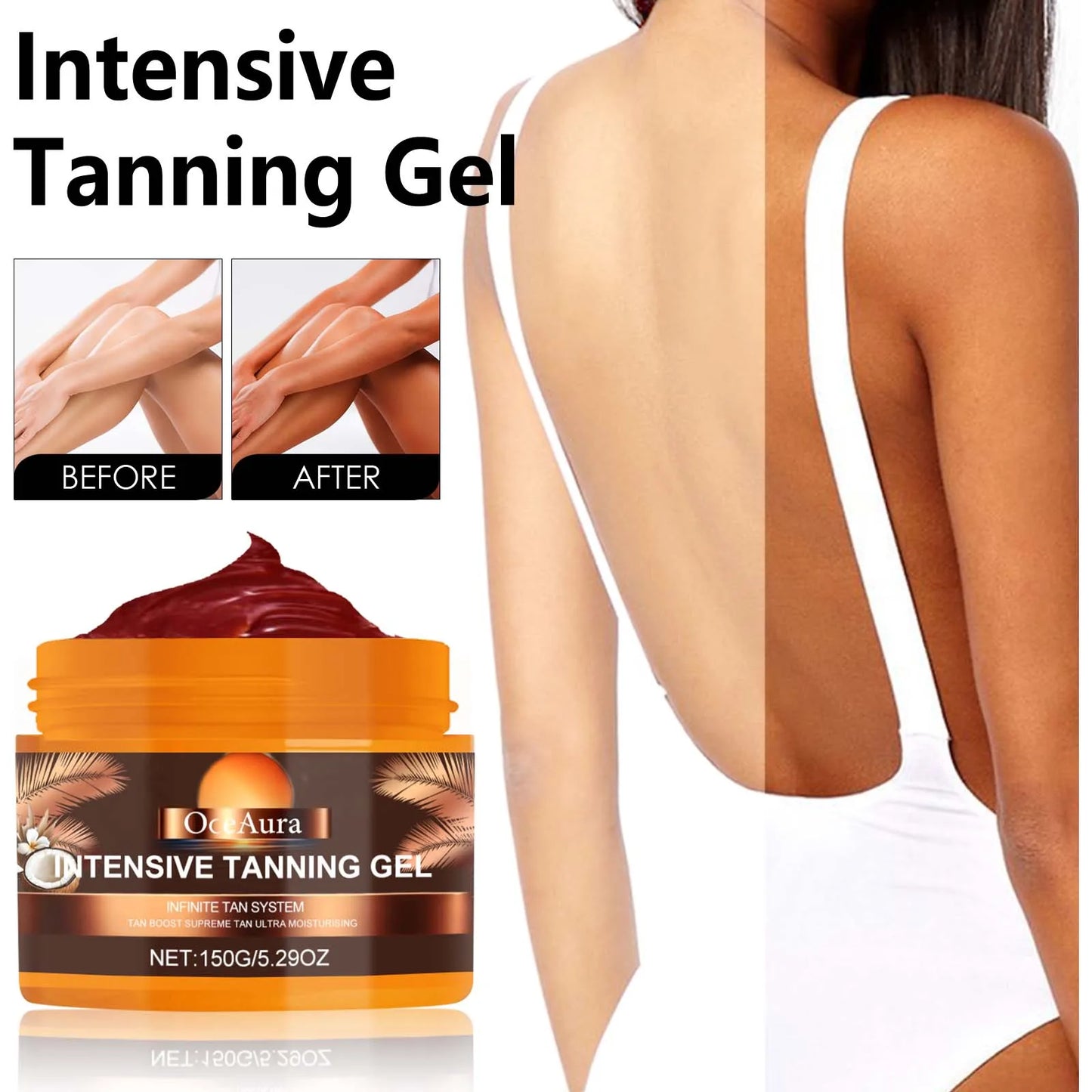 OceAura Tanning Gel – Self Tan Accelerator & Body Bronzer