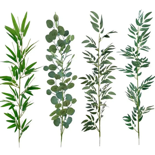 1m Artificial Eucalyptus Vine | Silk Bamboo Leaf Decor Stem Artificial Plant Stem Peaceful Pleasures Health and Wellness