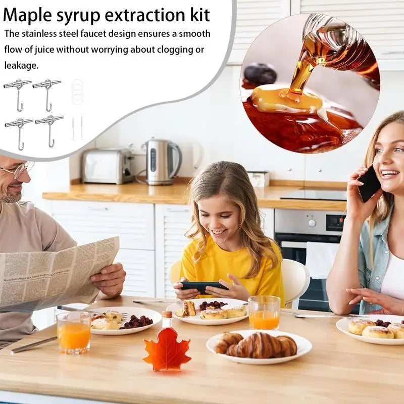 Stainless Steel Maple Syrup Tapping Kit – 4-Set with Hooks Maple Tapping Kit Peaceful Pleasures Health and Wellness