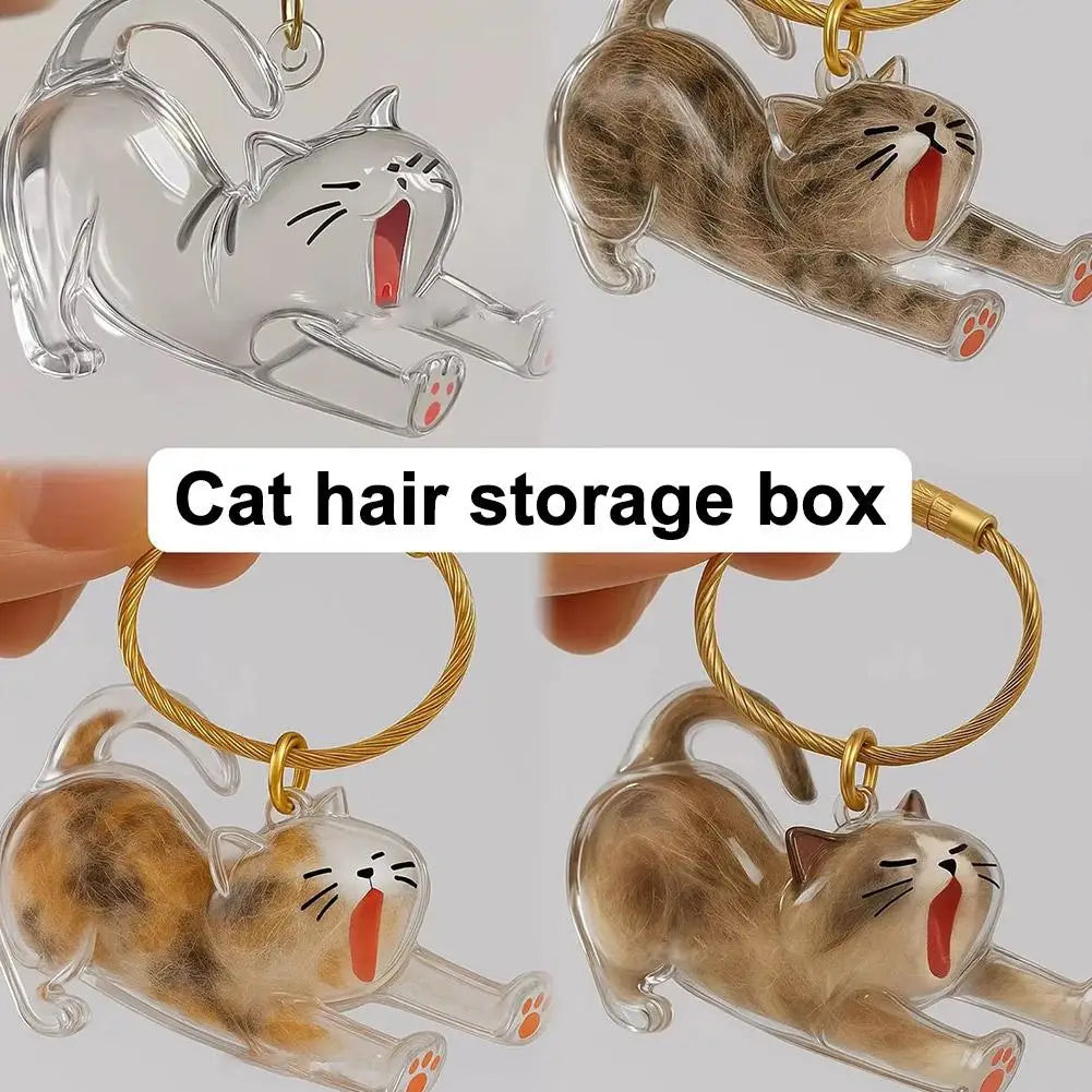 Transparent Cat Keychain Charm – Pet Hair Keepsake Storage
