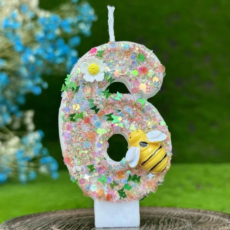 Party 0-9 Number Digital Birthday Candle Cake Decoration New Year's Eve Creative Bee and Wasp Decorative Candles Birthday Cake Peaceful Pleasures Health and Wellness 6