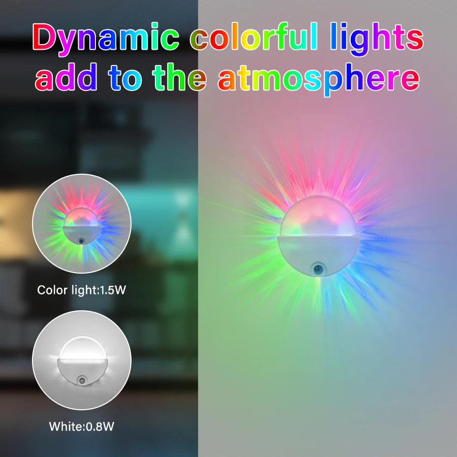 PIR Motion Sensor Night Light With Remote Red Green Blue Colorful Change Ambient Light For Bedroom Bedside Magnetic wall light Peaceful Pleasures Health and Wellness