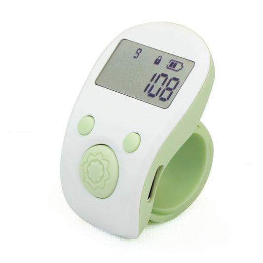 Multifunctional Luminous Ring-Type Counter Digital Display Rechargeable Counter Clicker, Manual Charging, Intelligent Electronic Peaceful Pleasures Health and Wellness GREEN