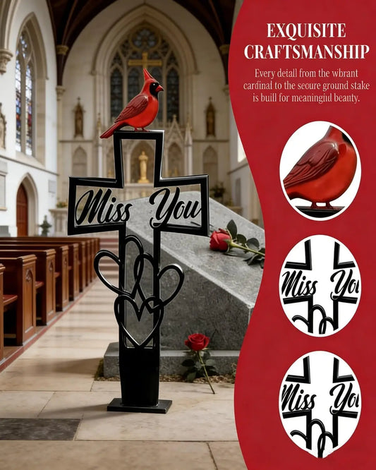 Metal Memorial Garden Stake | Cross Heart Grave Marker 16x8 In Memorial Garden Stake Oasis Select
