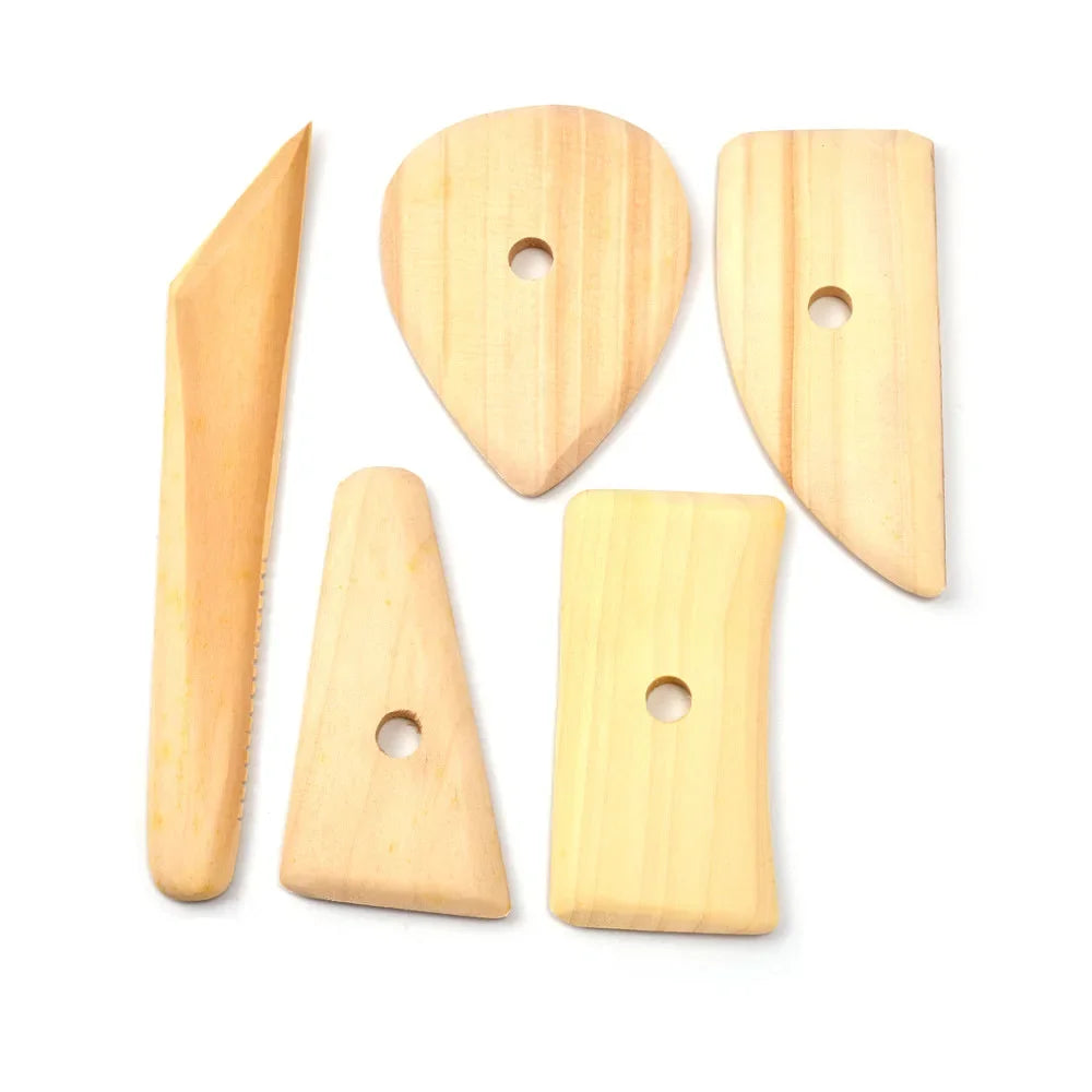 Wooden Potter's Rib Tools Set – 5pc Clay Sculpting Kit