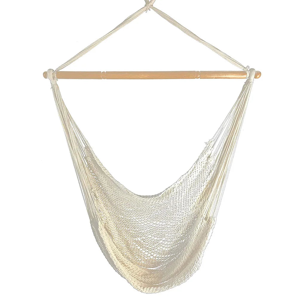 Comfortable Hanging Chair Large Cotton Rope Hammock Chair Indoor Outdoor Use Peaceful Pleasures Health and Wellness Style A