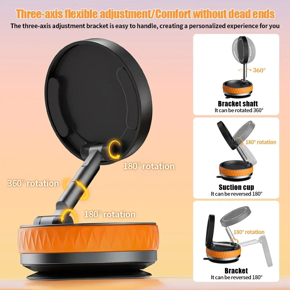 Magnetic Vacuum Suction Car Phone Mount | 360° Adjustable