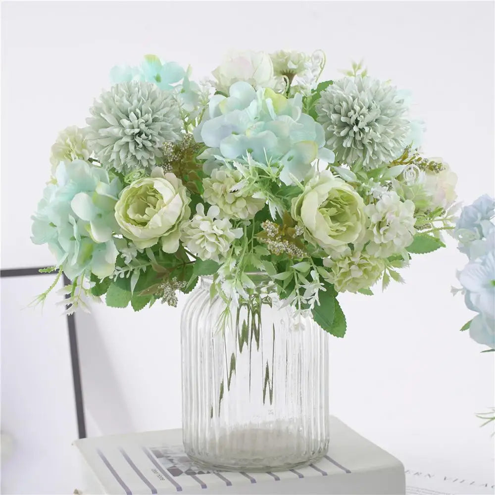 Silk Peony & Hydrangea Artificial Flower Bouquet – Wedding Décor