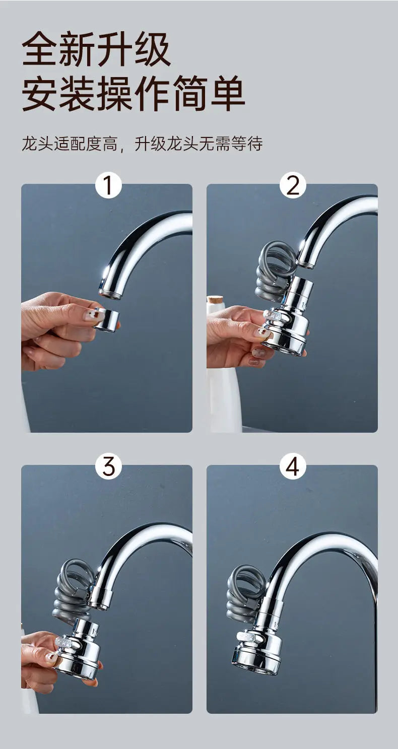 360° Rotating Faucet Extender – 3-Mode Water Saving Tap Filter