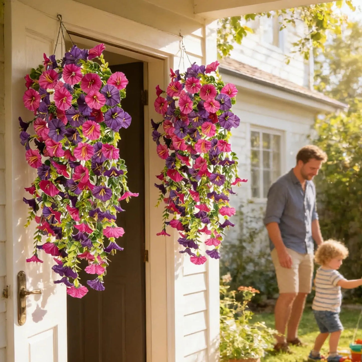 2-Pack UV Resistant Artificial Morning Glory Vines | Outdoor Décor