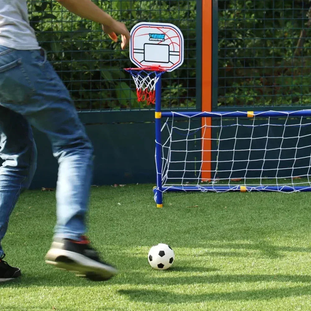 Kids 2-in-1 Soccer Goal & Basketball Stand Set – Detachable