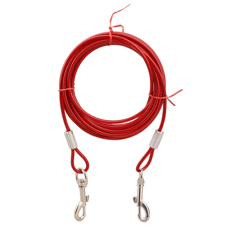 Heavy Duty 3m Dog Tie Out Cable Leash Durable Metal Glue Coated Steel Wire Outdoor Traction Rope Peaceful Pleasures Health and Wellness Red-M(M)3M