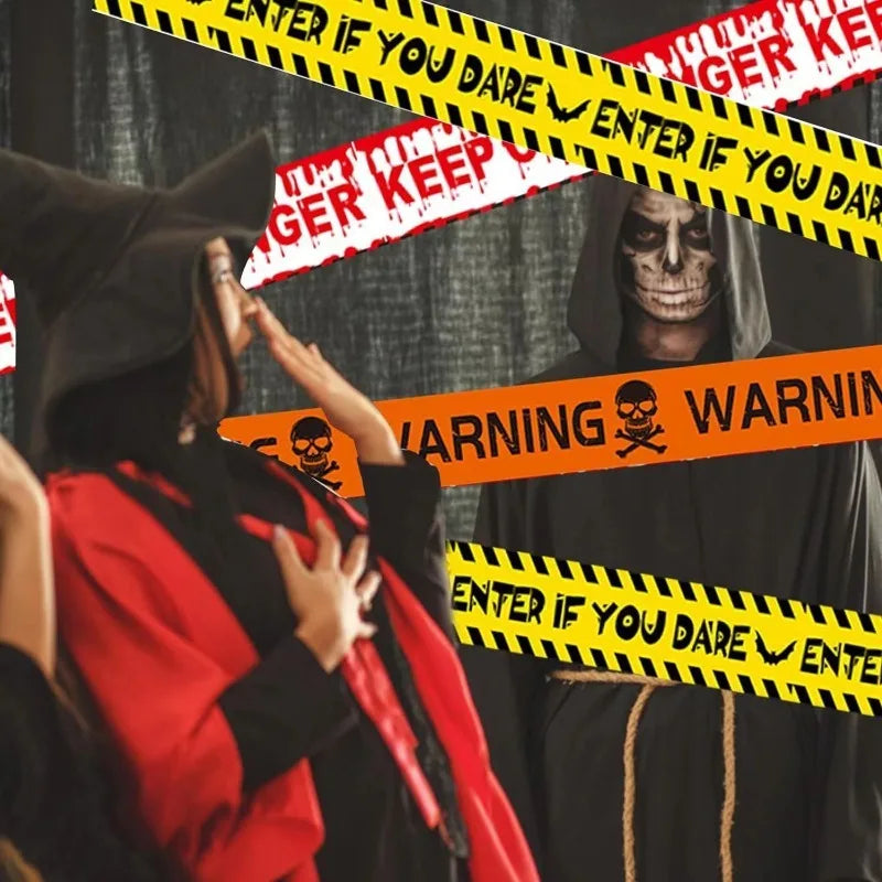 Halloween Caution Tape – Spooky Warning Barricade Yard Decor