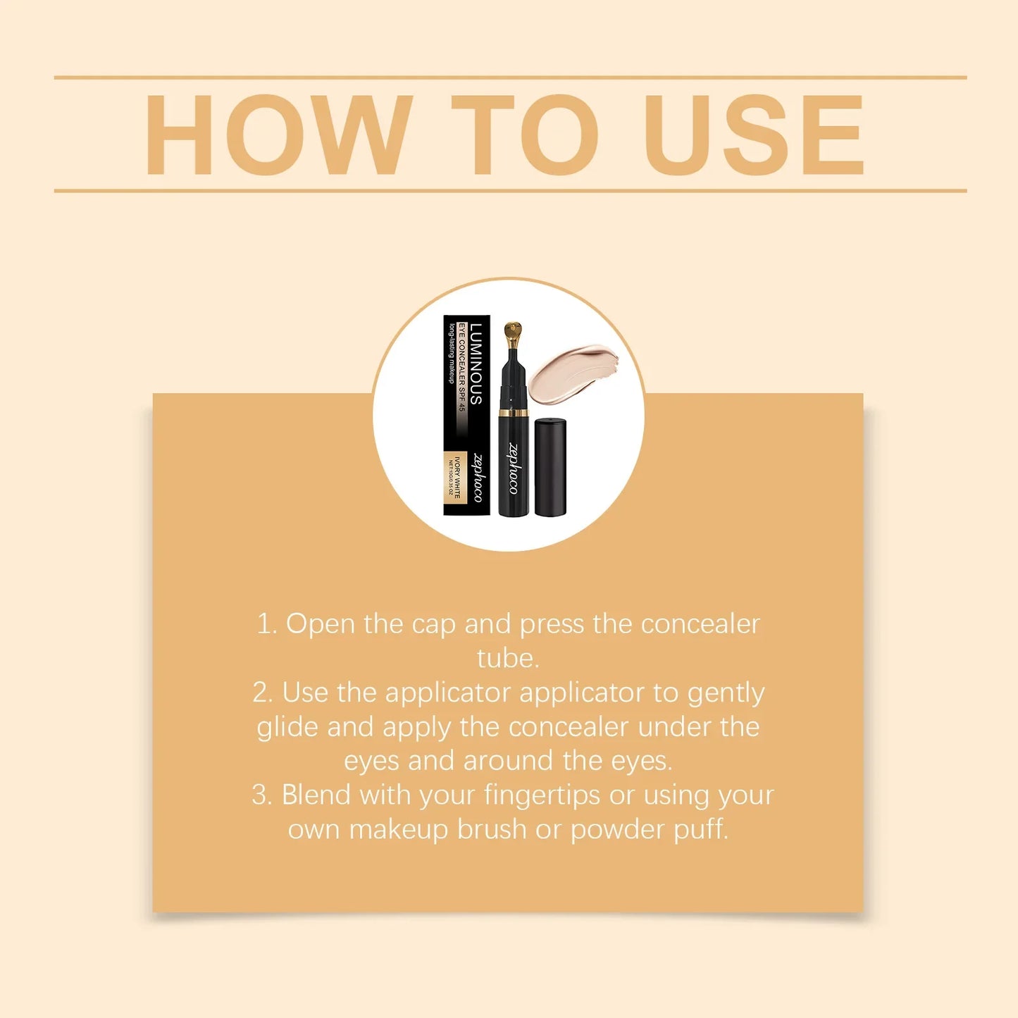 Zephoco Ivory Eye Concealer – Brightening, Hydrating & Long-Lasting Eye Concealer Oasis Select