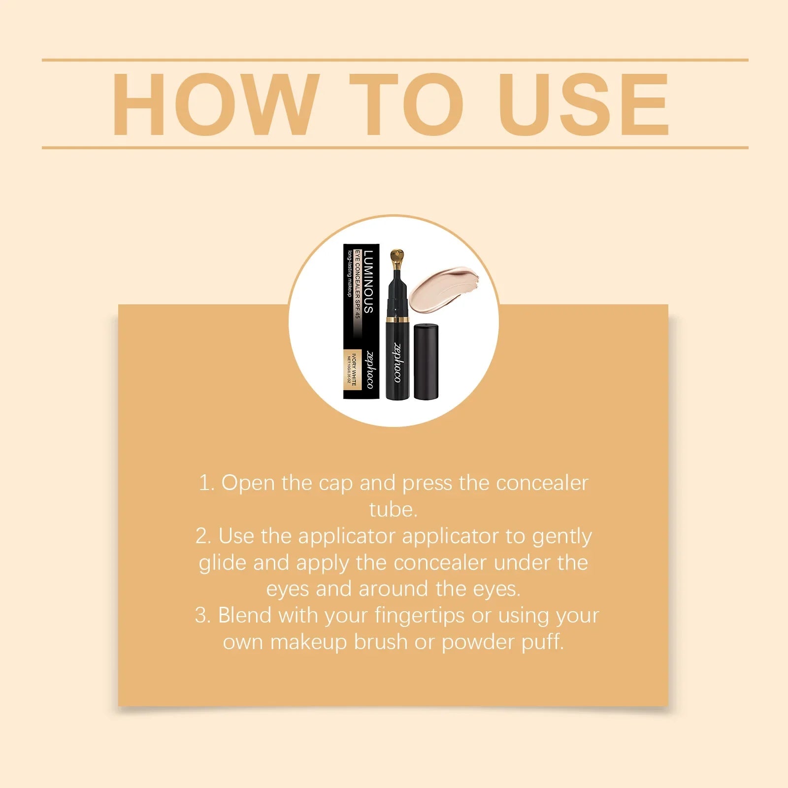 Zephoco Ivory Eye Concealer – Brightening, Hydrating & Long-Lasting Eye Concealer Oasis Select