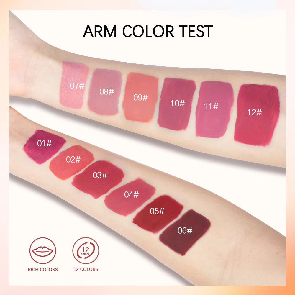 ibcccndc 12-Color Matte Velvet Liquid Lipstick – 12Hr Wear Liquid Lipstick Peaceful Pleasures Health and Wellness