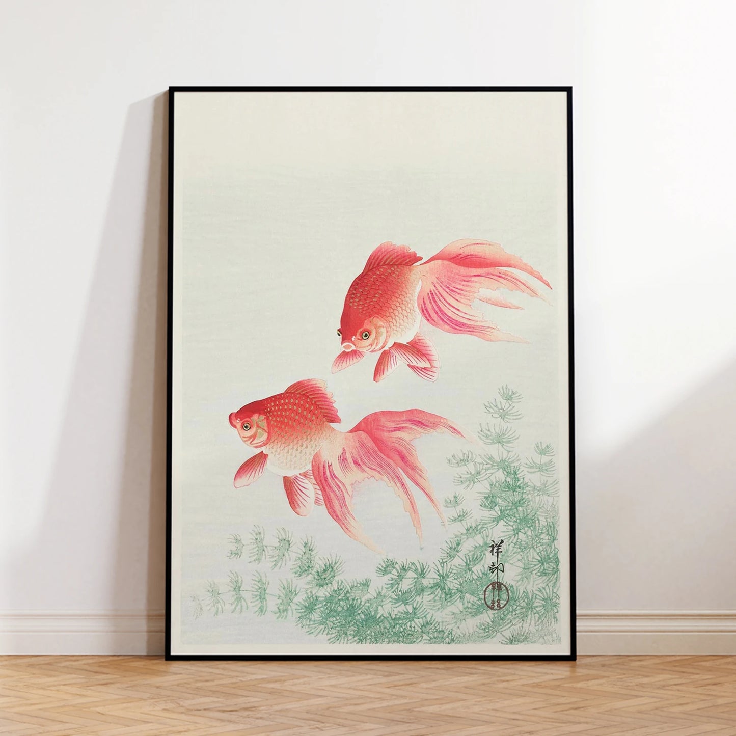 Japanese Goldfish Canvas Wall Art | Minimalist Poster Print
