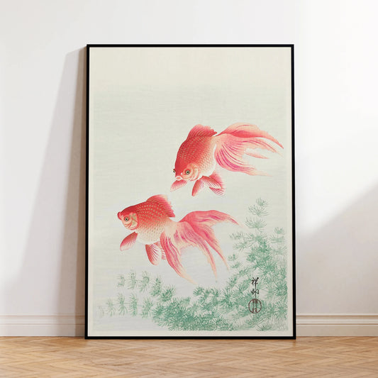 Japanese Goldfish Canvas Wall Art | Minimalist Poster Print Canvas Wall Art Peaceful Pleasures Health and Wellness G4373 50x70cm Unframed