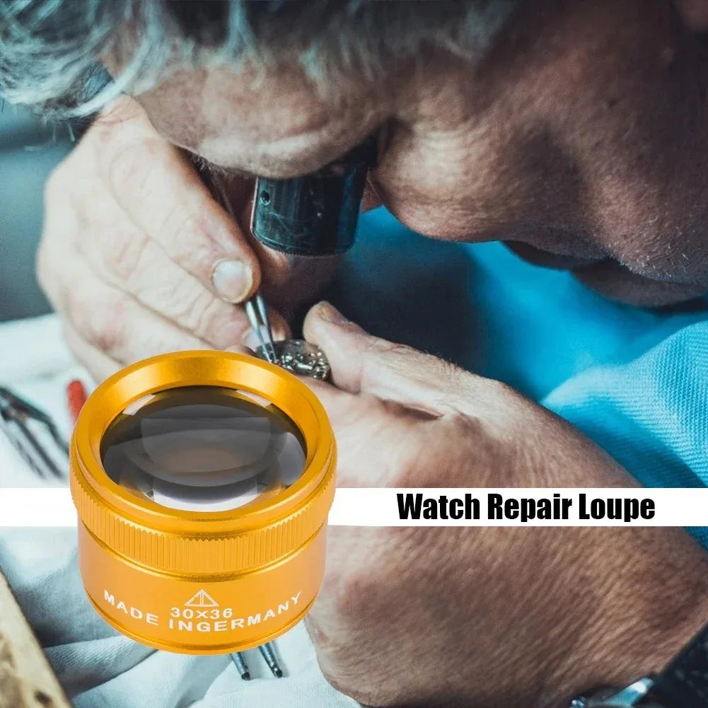 Jewelry Loupe Magnifier 30X 36mm K9 Optical Glass Lens Handheld for Coin Stamps Watch Precision Inspection Peaceful Pleasures Health and Wellness