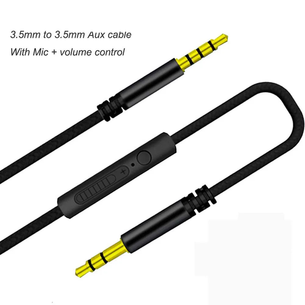 1.2m Cord With Mic Gold-plated Plug Headphone Cord Speaker Line Volume control Aux Cable Audio Wire Audio Cable Car Aux Cord Peaceful Pleasures Health and Wellness white