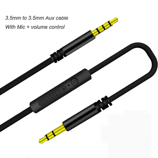 1.2m Cord With Mic Gold-plated Plug Headphone Cord Speaker Line Volume control Aux Cable Audio Wire Audio Cable Car Aux Cord Peaceful Pleasures Health and Wellness white