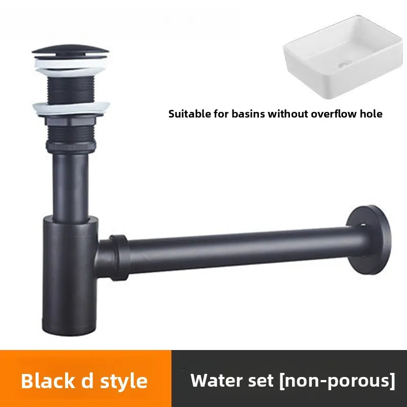 Brass Round Bottle P-Trap 1-1/4" Sink Drain Kit & Pop-Up Drain