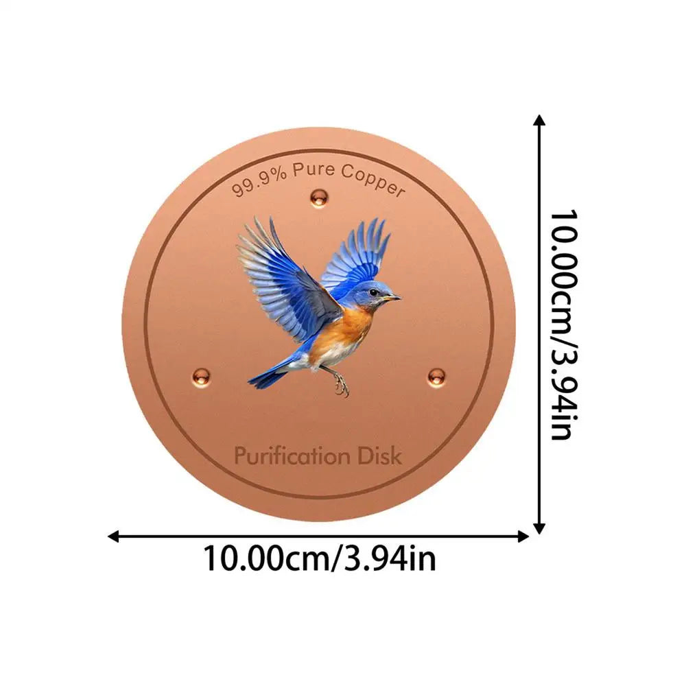 Copper Metal Bird Bath Purifier Disc | Triple-Point Support