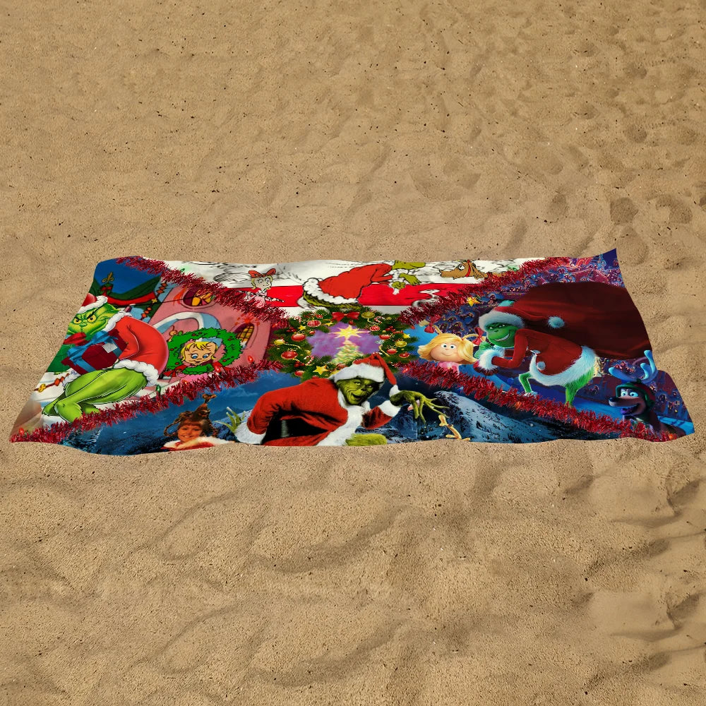 Grinch Quick-Dry Beach Towel | Soft Cartoon Print, Multi-Size Quick-Dry Beach Towel Peaceful Pleasures Health and Wellness