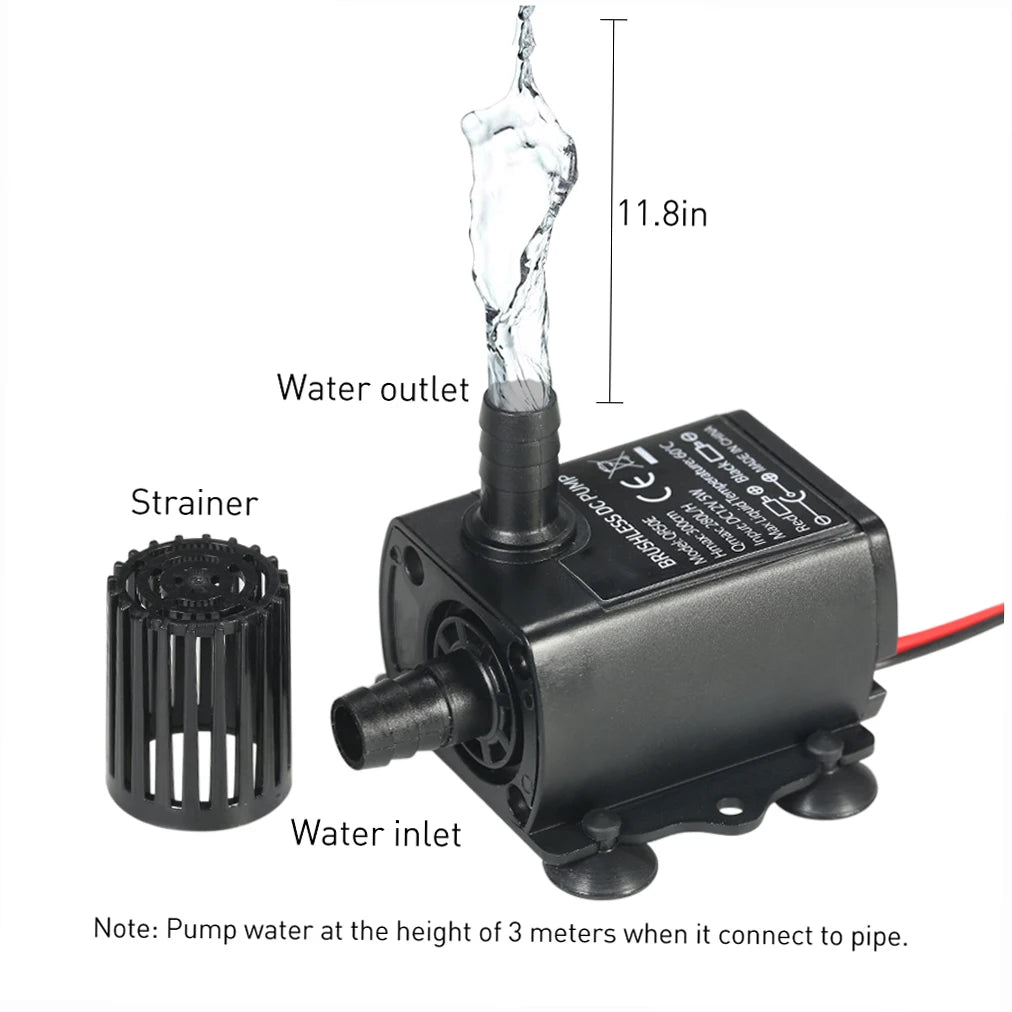 DC 12V 5W Mini Brushless Submersible Pump | 280L/H Aquarium
