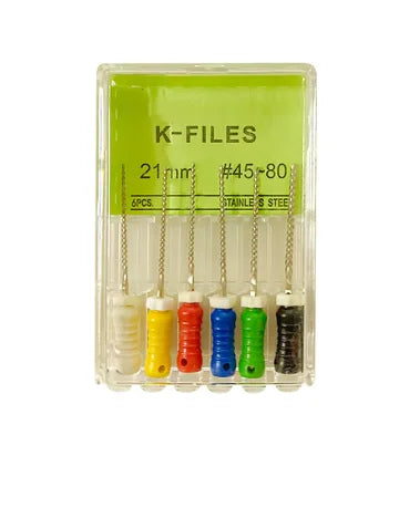 Dental K-Files 6pcs | Stainless Steel Root Canal Hand Files
